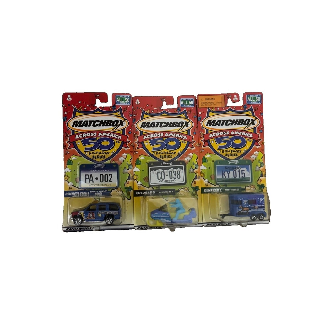 Matchbox Across America 50th Lot 3 Pennsylvania Colorado Kentucky 2001 Sealed